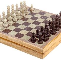 Handmade Wood and Marble Chess Set 8×8 Classic Folding Design 2