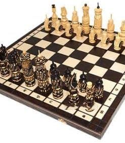 Wooden Mini Chess Board Piano Hand-Carved Russian Game Set