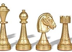 Italian Arabesque Staunton Metal Chess Set with Alabaster Case 2