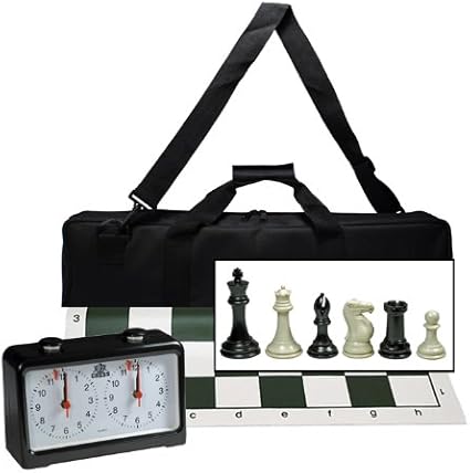 WE Games Complete Chess Set with Deluxe Bag and Clock – 4 King Weighted WE Games Complete Chess Set with Deluxe Bag and Clock - 4 King Weighted