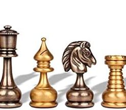 New Grande Persian Brass and Steel Chess Pieces Set 44B Italy