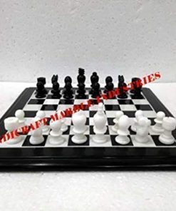 Black and White Marble Chess Board 15×15 Inches With Chess Coins 2