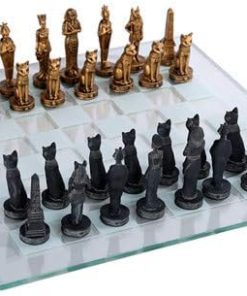 Ancient Egyptian God Chess Set with Glass Board 17″ x 17″ – 33 Pieces