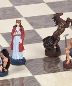 Hand Painted Roman and Egyptian Solid Pewter Chessmen King 2.5 Inches