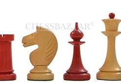1950s Latvian Reproduced Chess Set with Lacquered Stained Crimson Finish