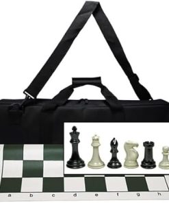 Ultimate Tournament Chess Set Green Portable Travel Board with 4 in King