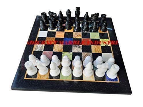 Black Marble Chess Board with White Black Pieces Best Chess Players Black Marble Chess Board with White Black Pieces Best Chess Players