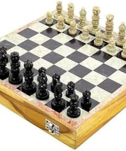 Classic Handmade Wood and Marble Chess Set 12×12 Inch Folding Design