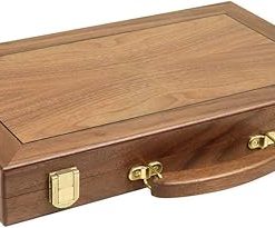 Walnut Burl Backgammon Set 15 Inch with Inlaid Veneer Field