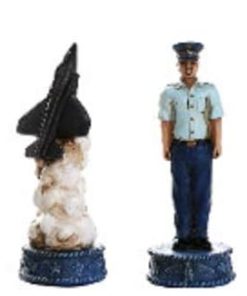 Air Force vs Marines Military Chess Set Hand Painted Glass Board 2