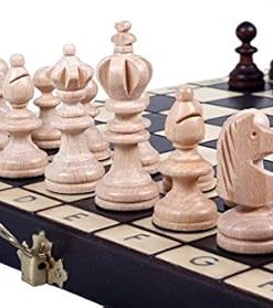Koliada Chess Set with Unique Wooden Pieces and Storage Box