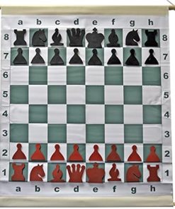 Large 28″ Magnetic Chess Demo Board with Black and Red Pieces for 2 Players
