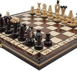 Chess and games shop Muba Beautiful Handcrafted Wooden Chess Set with Wooden Board and Handcrafted Chess Pieces – Gift idea Products (12” (31 cm) Royal)