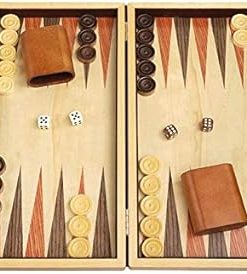 15 Inch Olive Burl Wood Backgammon Set with Inlaid Wood Board 2