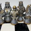 Medieval Knight Chess Set Gold and Silver Busts Without Board