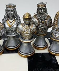 Medieval Knight Chess Set Gold and Silver Busts Without Board