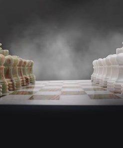 15 Inch Marble Chess Set Green and White Handmade for Adults with Storage 2
