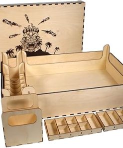 Fireball Island Game Crate Wooden Storage Box with Multiple Trays