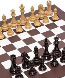 Columbus Park Chess Set with Leatherette Board for Easy Play