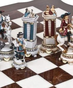 Bello Collezioni Luxury Alabaster Hand Painted Chessmen from Italy