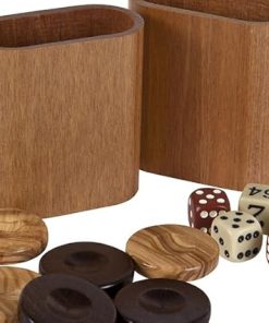 Nikkos Deluxe Olive Wood Backgammon Set with Dice and Cups from Greece 2