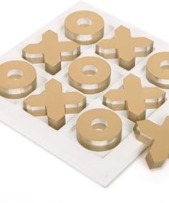 Acrylic Tic Tac Toe Wooden Game Classic Decor for Family Travel Gold