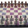 Antique Metal Chess Set for Adults with Marble Board and Copper Figures 4