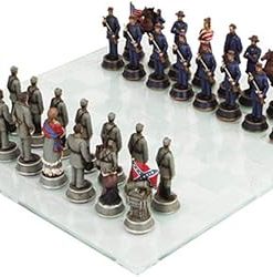 Civil War Soldier Chess Set with Glass Board Multicolor Design