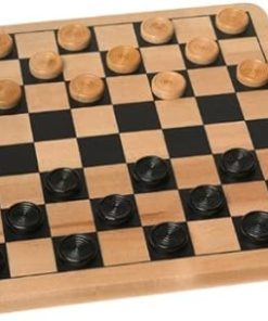 Wood Checkers and Tic Tac Toe 2 Sided Game Board with Pieces 2