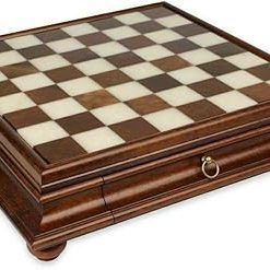 Alabaster Wooden Chess Board with Drawer Made in Italy 420AW 2