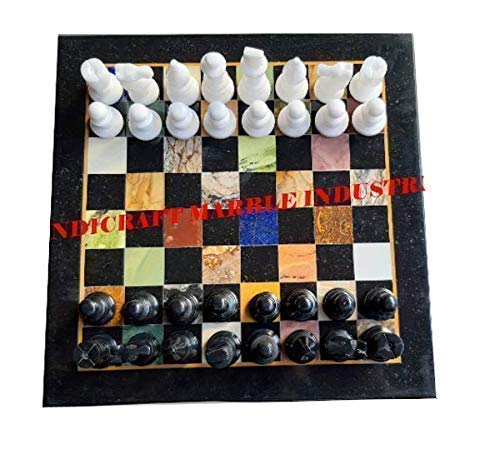 Black Marble Chess Board with White Black Pieces Best Chess Players 2 Black Marble Chess Board with White Black Pieces Best Chess Players - Image 2