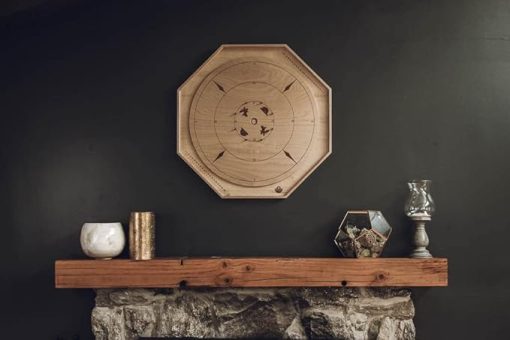 Crokinole Table Top Game with Storage and Hanging Area Moose Beaver Design