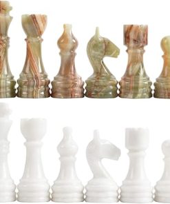 Radicaln Marble Chess Figures 3.5” Inches White and Green Handmade Marble Chess Pieces for Board Game Chess Figures & Chess Board Travel Set Chess Figure