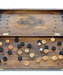 Wood Backgammon Set 20×20 Inches Classic Game with Wooden Pieces