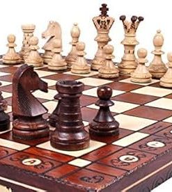 Elegant Wooden Chess Game Set with Storage Handcrafted in Europe 2