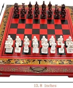 Unique 15 Inch Wooden Chess Set Retro Terracotta Warriors Travel Gift 2