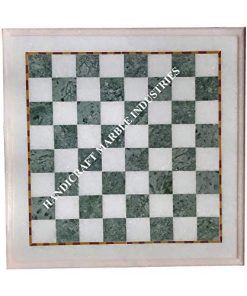 Best for GIFT THE QUEEN’S GAMBIT 18″ Inch CHESS White Marble Inlaid with Green Marble Blocks Chess Game, Corner Table, Side Table, Chess Lovers