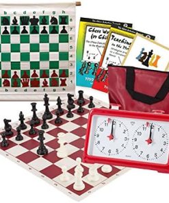 Chess Club Starter Kit for 20 Members with Quartz Clocks Red Color