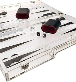 Luxe Black and White Acrylic Backgammon Set by OnDisplay