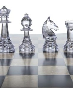 Transparent Chess Set with Black and White Board 17.3 Inches and Chessmen 2