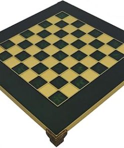 Brass and Green Chess Board with One Inch Squares for Classic Play