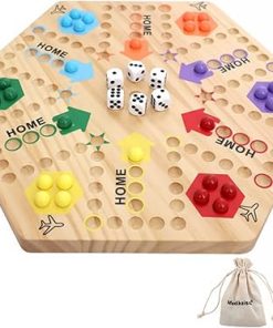 Marble Wahoo Board Game Double Sided Painted Wooden Fast Track for 6 Players