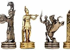 Poseidon Small Chess Set Handmade in Brass and Nickel Finish
