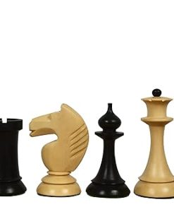 Soviet Latvian Reproduced Chess Pieces Ebonized Boxwood 4.1 Inch King