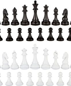 Minerva Black and White Extra Heavy Metal Chess Pieces Set with Kings 2