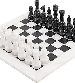 15 Inch Handmade Black and White Weighted Chess Set for Adults