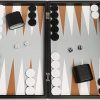 19 Inch Premium Backgammon Set Black Board with White and Rum Points