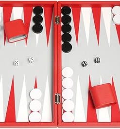 Premium 19 Inch Backgammon Set Large Red Board for Fun Gameplay