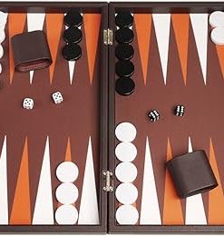 Premium 19-Inch Dark Brown Backgammon Set for Classic Gameplay