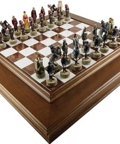 Japanese Samurai Chess Set and Marble Luxury Chess Board from Italy